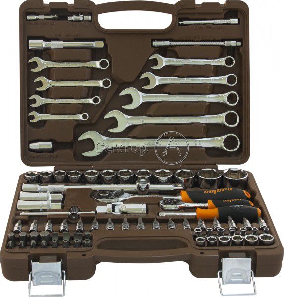 OMT82S Универсальный набор инструмента и торцевых головок, 1/4"DR, 1/2"DR, 4-32 мм., комбинированные ключи: 8-22 мм., 82 предмета